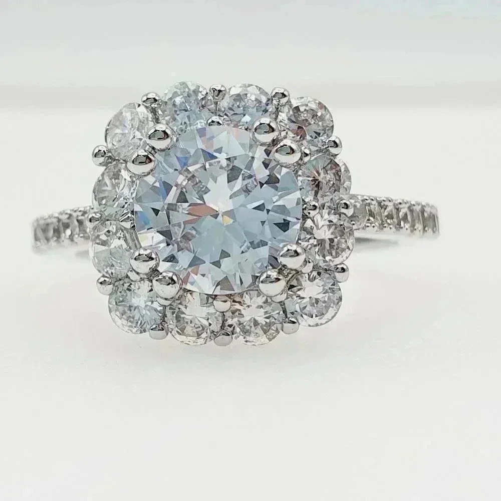 🌸925 Silver Plated Round Radiant White CZ Noble Spirit Ring, GPMB1430 - Picture 5 of 5